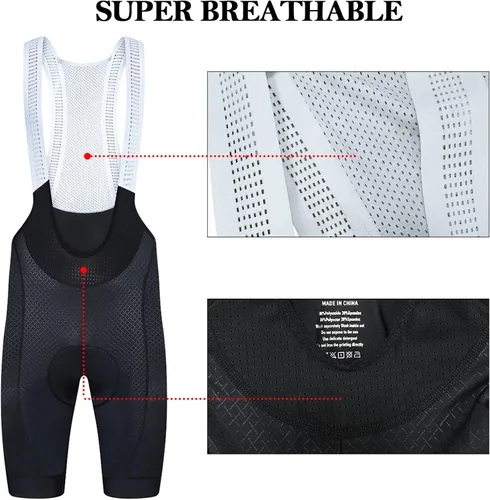 Vista 6 de Baberos de ciclismo para hombre, pantalones cortos de ciclismo para hombre, bicicleta de carretera, transpirables, acolchados, pantalones cortos