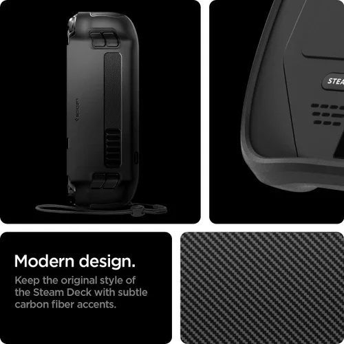 Vista 2 de Spigen Rugged Armor Protective Case Designed for Steam Deck TPU Cover with Wrist Strap Shock-Absorption Anti-Scratch Cover Protector Steam Deck
