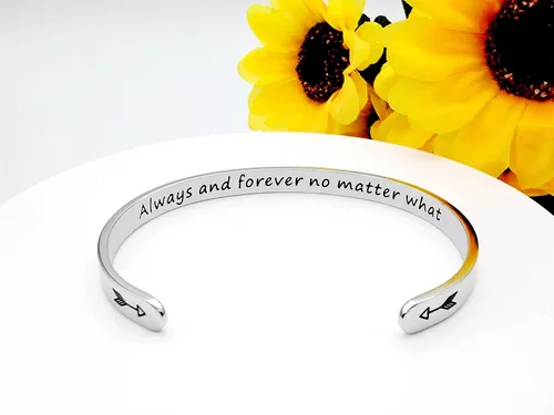 Vista 336 de Pulseras inspiradoras para mujer, joyería de acero inoxidable, con refranes, pulsera motivacional con mensaje oculto, pulseras grabadas para mejor
