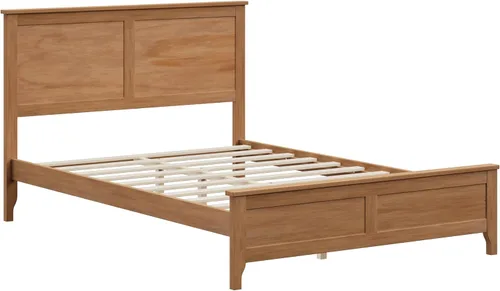 Vista 5 de Harper & Bright Designs Cama de plataforma de tamaño matrimonial con cabecero y estribo, base de cama matrimonial de madera maciza con soporte