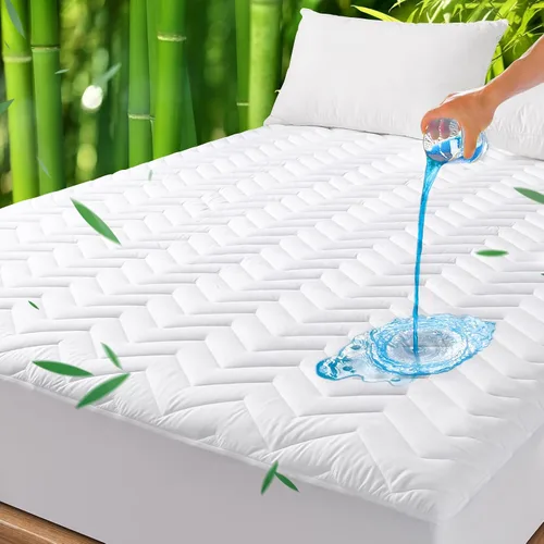 Vista 16 de UNILIBRA Protector de colchón impermeable tamaño twin, cubierta de colchón refrescante de rayón de aire 3D hecho de bambú, protector de colchón