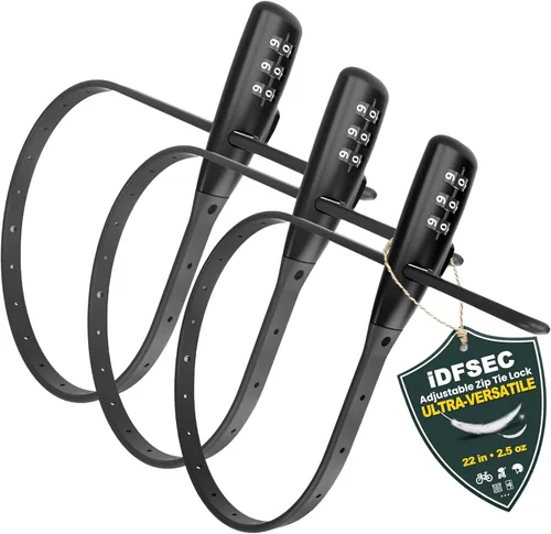 Vista 11 de Cerradura de bicicleta con brida de cremallera, bloqueo de cable ajustable con núcleo de acero inoxidable, bloqueo de cable multiusos para asegurar