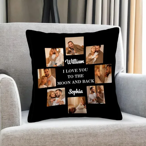 Vista 9 de Custom Pillows with Picture Name Personalized Throw Pillow Cover with Photos Text - Gifts for Couple Family Christmas Valentine's Day Birthday