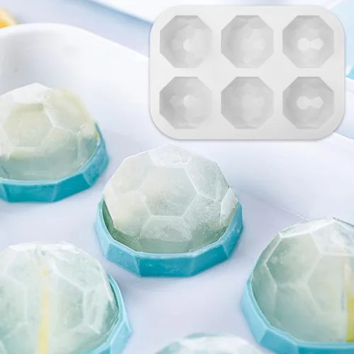 Vista 5 de 2 piezas de moldes de silicona para pastel de bola de diamante, moldes de silicona para hornear pastel de mousse geométrico 3D de media bola, moldes