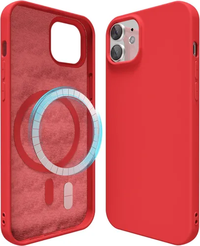 Vista 202 de oakxco Funda de silicona para iPhone 12 Pro Max, magnética, compatible con carga inalámbrica Magsafe, cubierta protectora de goma suave y delgada