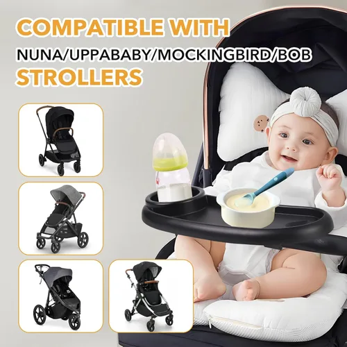 Vista 7 de Bandeja de aperitivos compatible con Nuna, bandeja de aperitivos para cochecito compatible con Nuna, accesorio de bandeja de aperitivos 3 en 1