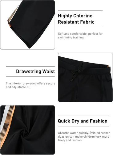 Vista 5 de Pantalones cortos de natación deportivos para niños y jóvenes, de secado rápido, con cordón, suaves UPF 50+