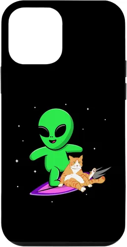 Vista 12 de iPhone 12/12 Pro Alien cat ufo extraterrestrial space ship for men gift funny Case