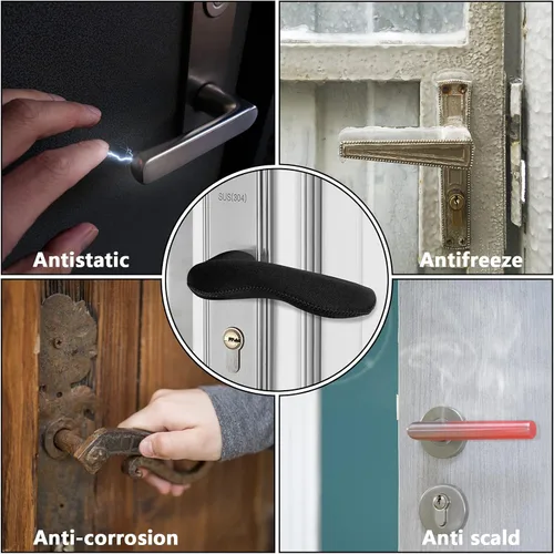 Vista 10 de moonoom 4 fundas para manijas de puerta, protector antiquemaduras para pomo de puerta, protege las manos de quemaduras y escalofríos