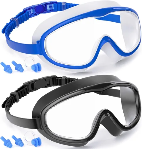 Vista 13 de COOLOO Kids Swim Goggles for Age 3-15, 2 Pack Kids Goggles for Swimming