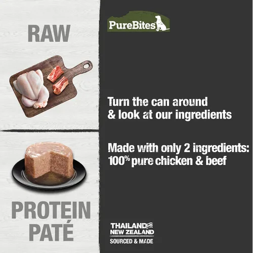 Vista 3 de PureBites Patés de pollo y carne de res para perros, solo 2 ingredientes, caja de 12