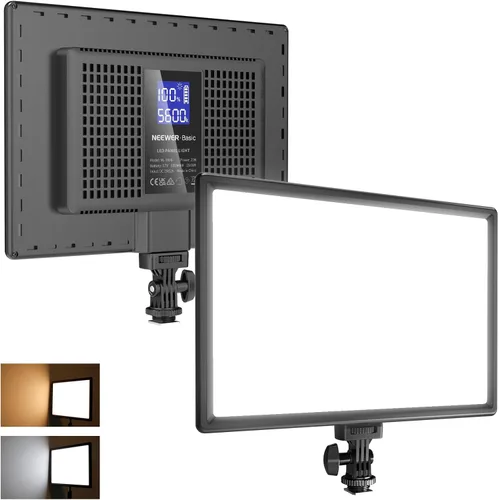 Vista 12 de NEEWER Panel de luz de video LED de 9" regulable con iluminación suave para cámara DSLR con mini trípode de escritorio, puertos USB tipo C