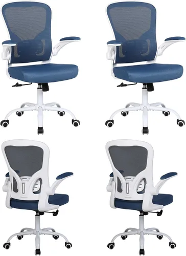 Vista 15 de Flysky Silla ergonómica de escritorio para oficina en casa, soporte lumbar, silla giratoria de malla transpirable para computadora con ruedas y Negro