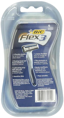 Vista 3 de BiC Flex 3 - Afeitadora desechable para hombre (4 unidades), paquete de de 2