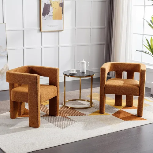 Vista 9 de Modern Barrel - Juego de 2 sillas de comedor tapizadas de terciopelo con brazos, cómodas sillas de tocador de maquillaje, silla auxiliar cómoda