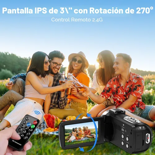 Vista 4 de Videocámara Cámara de video 4K Cámara digital para vlogging 42MP 3 "Pantalla de rotación de 270° 18X Zoom Digital Cam Corder para YouTube con 2