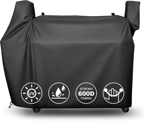 Vista 32 de Cubierta de parrilla de pellets para Camp Chef Serie 24 – DLX 24 Premium Smoker Cover impermeable y 600D resistente para Camp Chef Woodwind 24