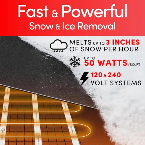 Vista 3 de WarmlyYours PowerMat - Alfombrilla para derretir nieve, 2 x 50 pies, 100