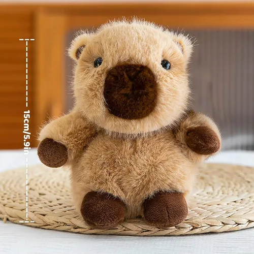 Vista 4 de Capybara de peluche suave lindos animales de peluche de 15 cm Capybara de peluche para abrazar Almohada regalos de cumpleaños, Navidad y San Capibara