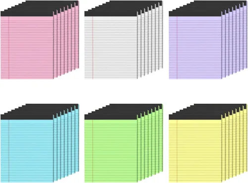 Vista 14 de Blocs de Notas de Color 5x8, Paquete de 48 Blocs Legales Pequeños Rosa 5x8, Blocs de Notas Legales Pequeños con Rayas Universitarias Fácil