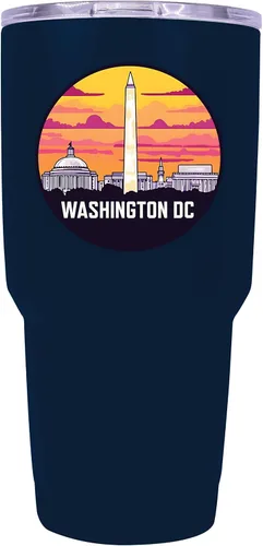 Vista 23 de Washington, D.C. Souvenir - Vaso aislado de acero inoxidable, 24 onzas, color negro, A