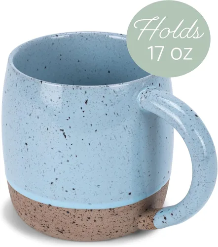 Vista 2 de Elanze Designs Paquete de 2 tazas de cerámica de 17 onzas con fondo sin procesar, color azul hielo