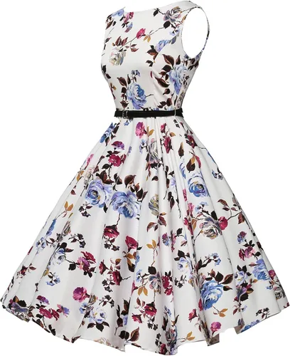 Vista 3 de GRACE KARIN - Vestido vintage sin mangas con escote barco y cinturón para tardes de té