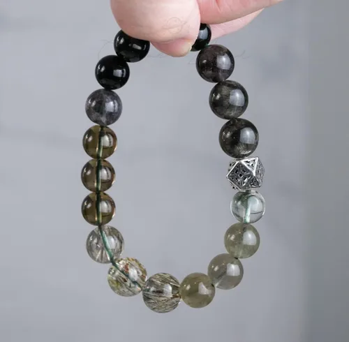 Vista 68 de Precious Gemstone Natural Crystal Healing Bracelet, Rutilated Quartz, Moonstone, Quartz Handmade Original Design Bracelet
