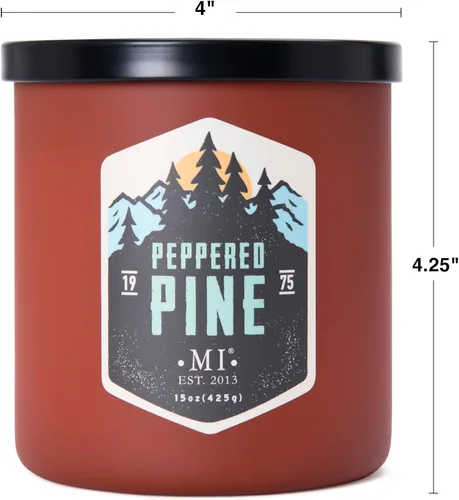 Vista 4 de Manly Indulgence Velas perfumadas de pino con pimienta para hombres, 2 mechas, mezcla de soja prémium de 15 onzas, quemaduras 60H, velas