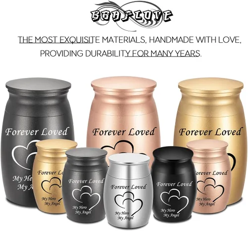 Vista 5 de Urnas de amor eterno para cenizas humanas, 1.6 y 2.8 pulgadas de alto, hermosas urnas decorativas mini urnas de cremación atemporales, urnas