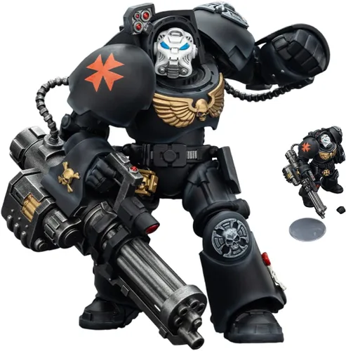 Vista 15 de JOYTOY Black Templars Warhammer 40k 1/18 Figura de acción Black Templars Terminator 1 con espada de poder y bolter de tormenta, regalos