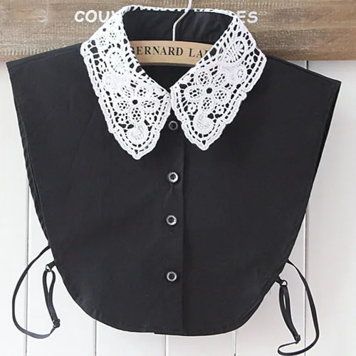 Vista 9 de YEKEYI 2 piezas de camisa de mujer con cuello falso de encaje, camisa media con cuello falso desmontable, puño de algodón, color blanco Collar2pcs-04