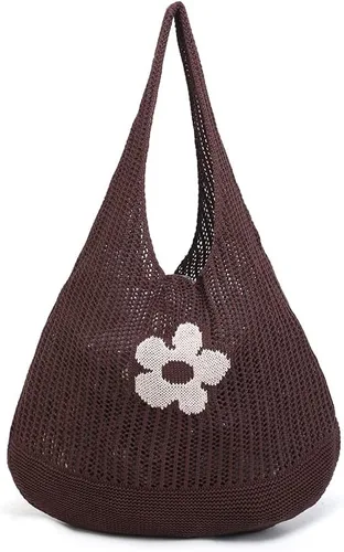 Vista 18 de ENBEI Bolsas bohemias, bolsa de punto de hombro, bolsa de mano Y2K estética, bolso de ganchillo lindo para mujeres, regalos hippie