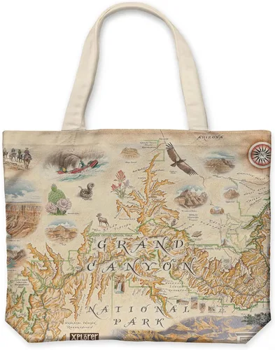 Vista 24 de Xplorer Maps Bolsa de lona con asas, bolsa de compras de comestibles de tela, bolsa reutilizable y ecológica, 100% algodón, lavable