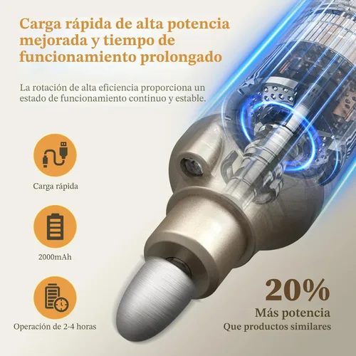 Vista 7 de PELCAS Taladro de uñas inalámbrico 8 en 1, lima de uñas eléctrico de 5 velocidades, kit de manicura y pedicura con luz LED, removedor eléctrico