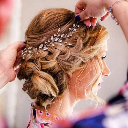 Vista 3 de JAKAWIN Bride Wedding Hair Piece Rhinestone Bridal Hair Accessories Diamond Hair Vine for Women HV113