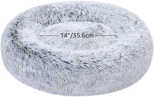 Vista 6 de Amazon Basics Donut Pet Bolster - Cama de pelo sintético para perro, gris, 23" x 23