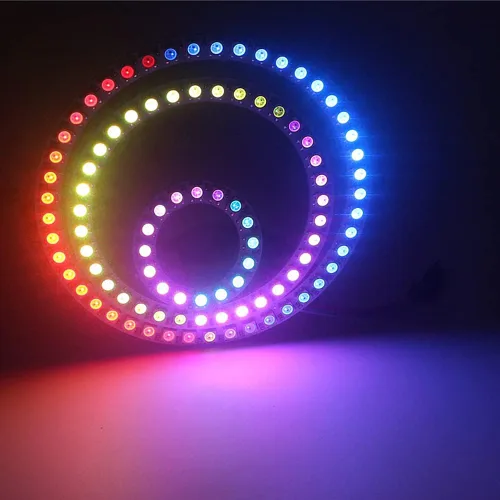Vista 2 de WS2812 8 LED Pixel Ring Black PCB direccionable LED módulos 2812 IC RGB a todo color redondo llevado círculo DC5V