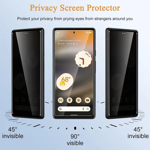 Vista 3 de [Paquete de 2+2] Protector de pantalla de privacidad para Google Pixel 6A [6.1 pulgadas] con protector de lente de cámara, vidrio templado