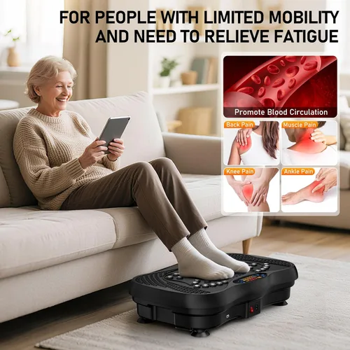 Vista 3 de Vibration Plate Exercise Machine, 130 Levels Full Body Workout Vibrating Plate for Lymphatic Drainage Weight Loss, 450 Lbs Capacity Shake Platform