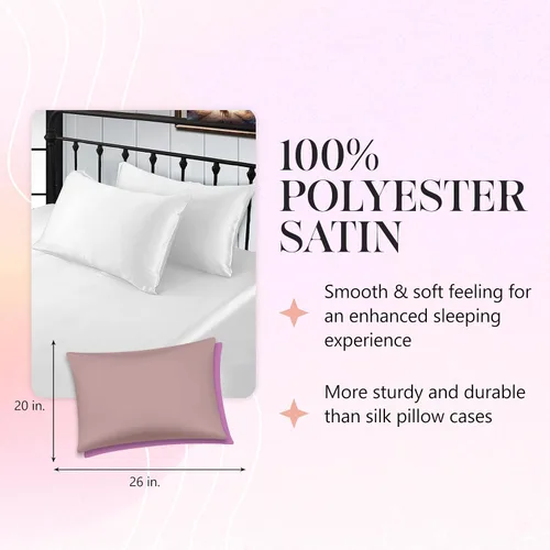 Vista 3 de Revele - Funda de almohada de satén para cabello y piel, incluye una funda de almohada de tamaño estándar con cierre de sobre, color blanco