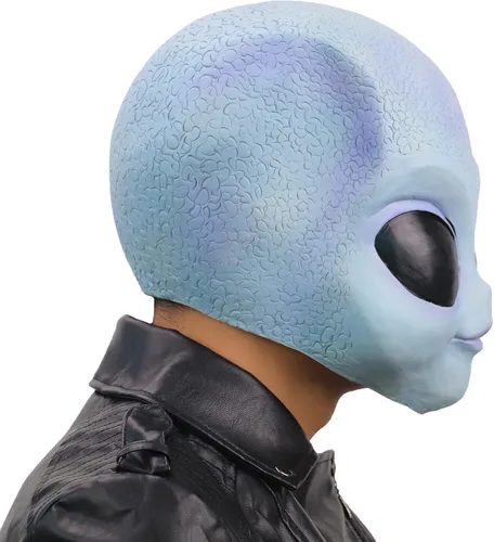 Vista 3 de ifkoo Máscara realista de látex para bebé alienígena, disfraz de Halloween para adultos, color azul (Alien)