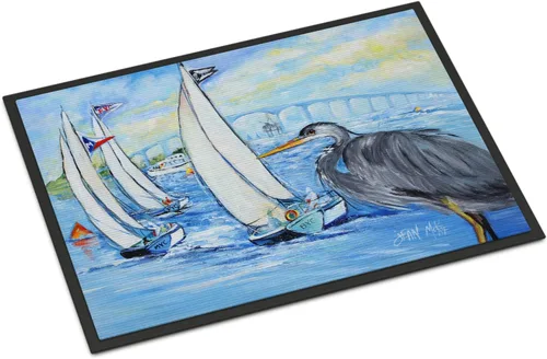 Vista 173 de Caroline's Treasures JMK1017JMAT - Tapete de caza de rana garza azul, 24 x 36 pulgadas, tapete para puerta delantera, interior y exterior