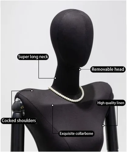 Vista 5 de Adjustable Black Female Mannequin Dress Form, 65.7-87.4 inch, Detachable Arms & Head, Size S/Small, Perfect for Jewelry Display & Fashion Retail