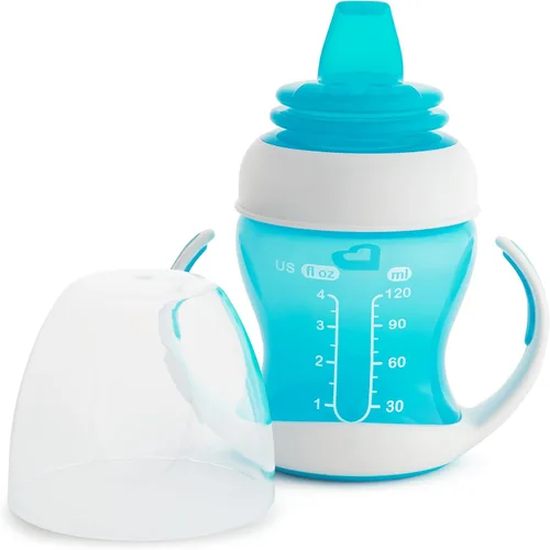 Vista 4 de Munchkin® Gentle™ Transition Sippy Trainer Cup, 4 Onzas, Paquete de 2, Azul