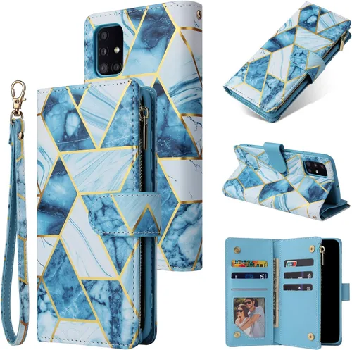 Vista 9 de UEEBAI Funda tipo cartera para iPhone 12/iPhone 12 Pro, funda de cuero PU con cierre magnético Bolso con cremallera Estuche de bolsillo con Negro