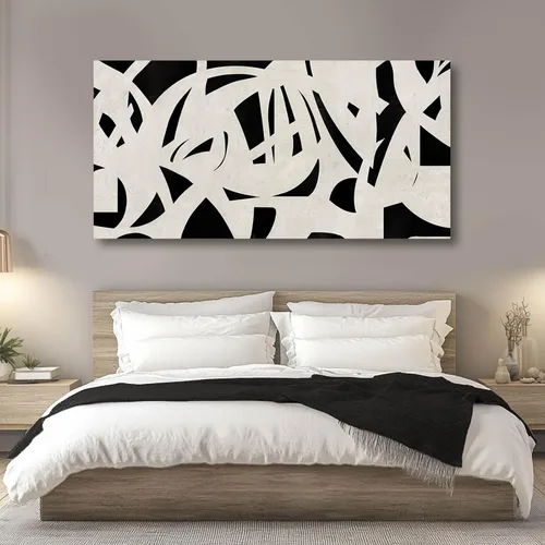 Vista 7 de Arte de pared geométrico de mediados de siglo, decoración moderna en blanco y negro, cuadros para paredes, lienzo fotográfico para sala de estar