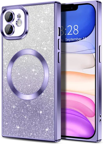 Vista 44 de Hython Funda para iPhone 13 Pro transparente con purpurina magnética [compatible con MagSafe] Protector completo de lente de cámara delgado