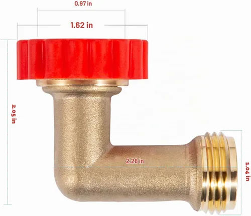 Vista 6 de Protector de manguera de latón sin plomo de 90 grados, adaptador de conexión giratoria rápida de 90°, conector de rosca de tamaño de rosca de 3/4