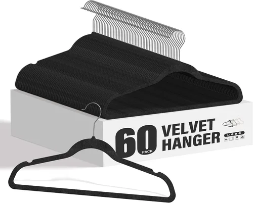 Vista 10 de HealSmart Perchas de plástico, paquete de 30 perchas de ropa que ahorran espacio, perchas duraderas y ligeras para abrigos, vestidos, camisas, Negro
